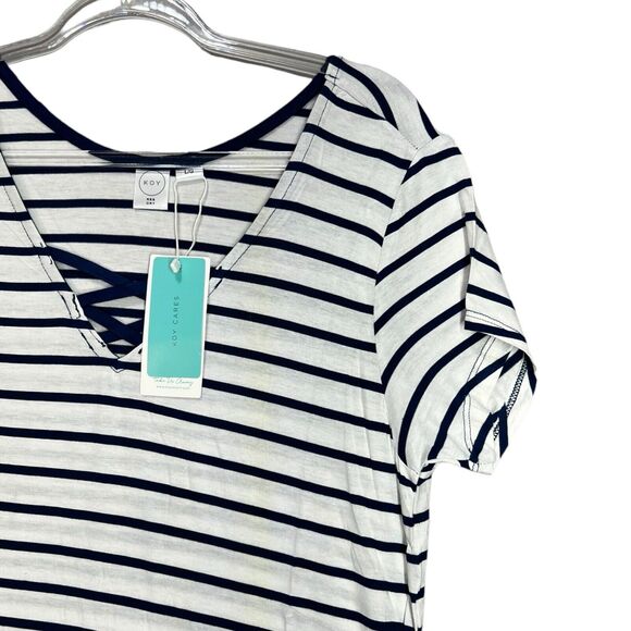 Nautical Stripe Dress Size M/L Swim Cover Up Criss Cross Back Coastal Preppy - Picture 3 of 10